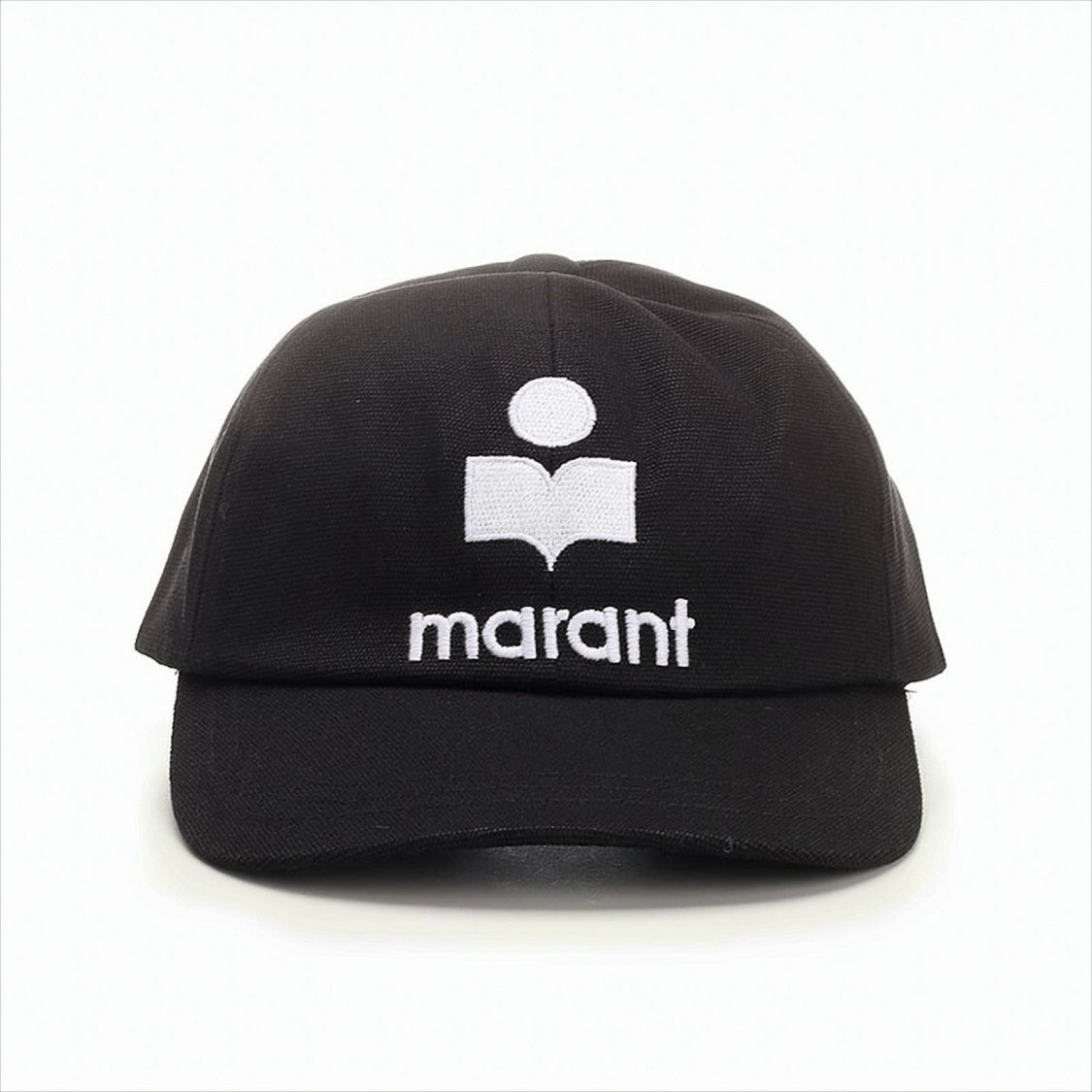 Curved Brim Black Cotton Baseball Cap With Bold Logo