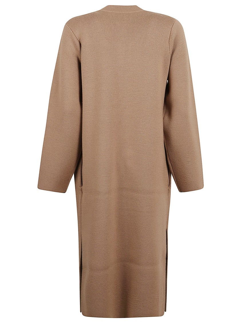 Camel Long Sleeve Sweater With Gold-Tone Button