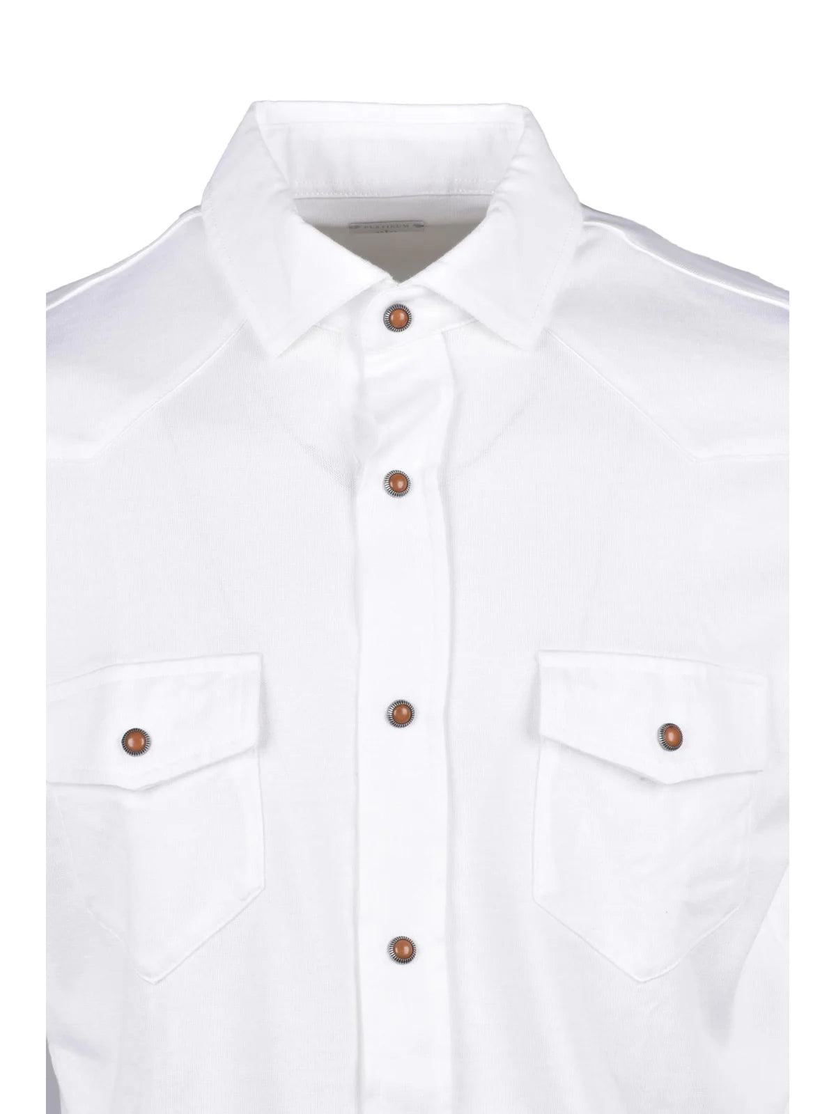 White Cotton Snap Buttons Men Shirt