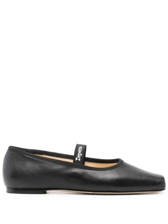 Smooth Leather Flat Shoes with Rounded Toe