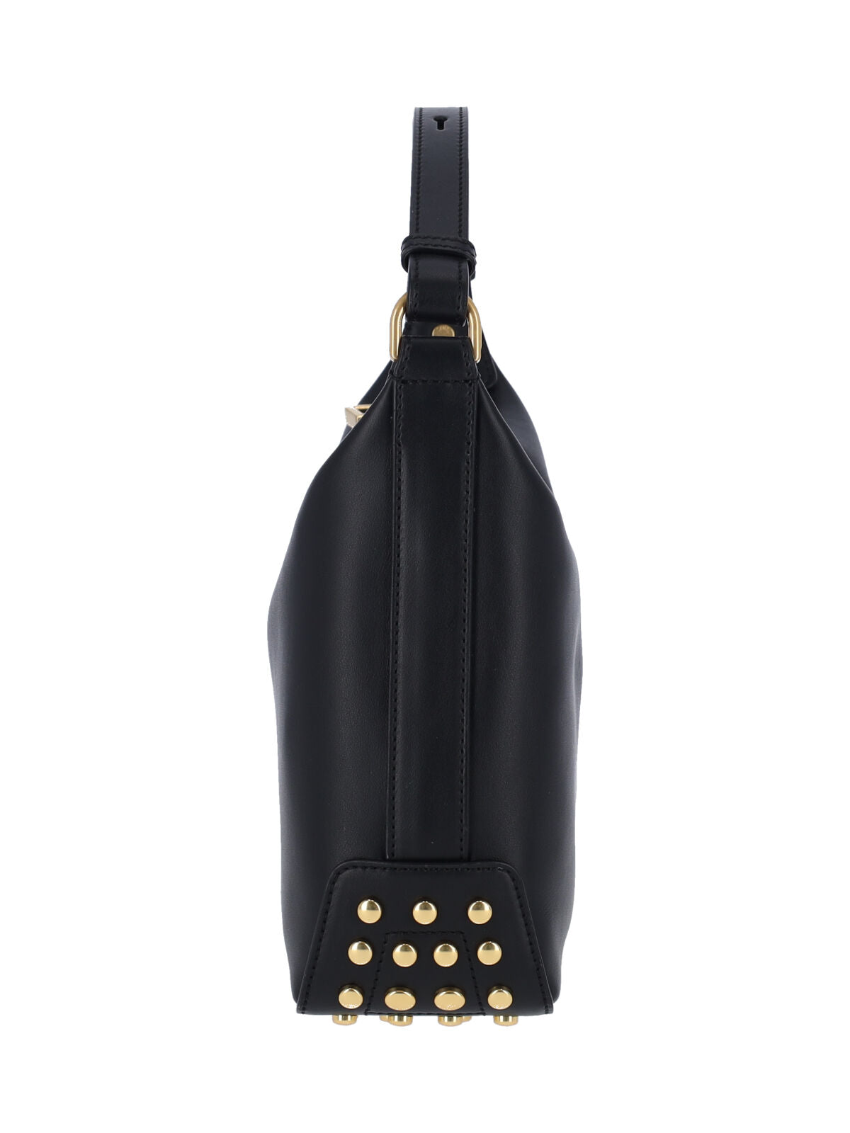 Black Metal Dots Calf Leather Shoulder Bag