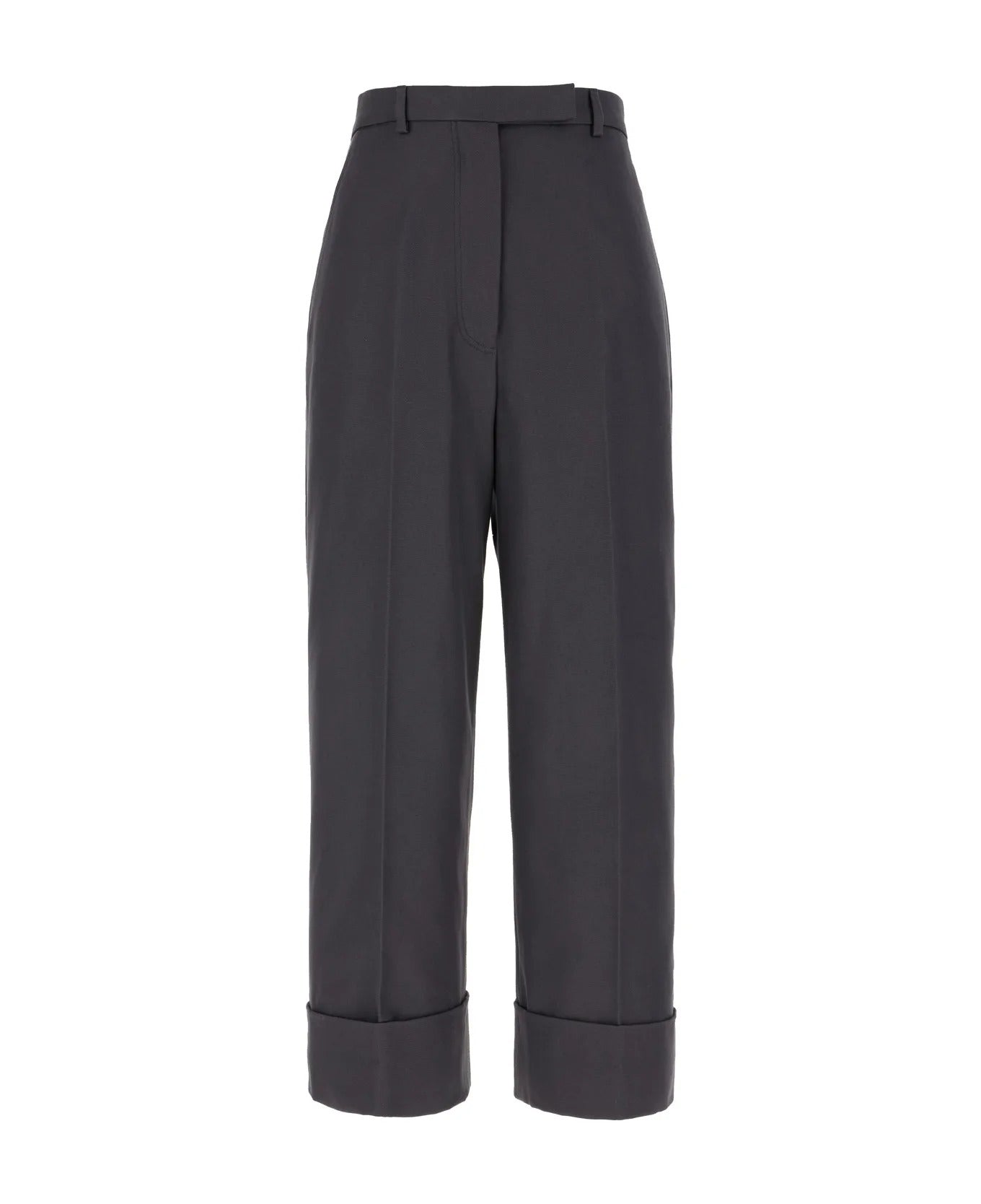 High-Waist Straight-Leg Pants with Wide Cuffs