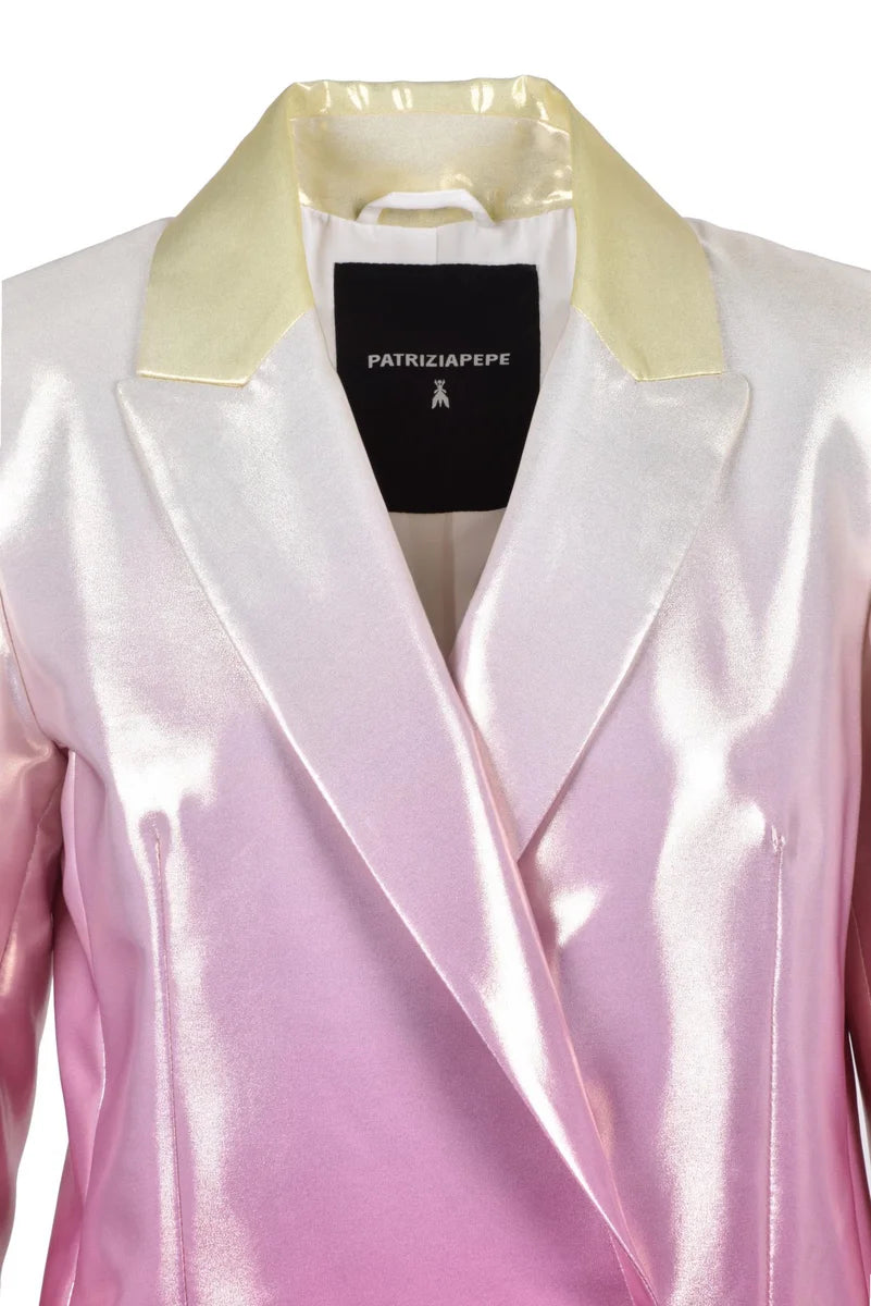 Metal Double-Breasted Jacket - Yellow/Pink