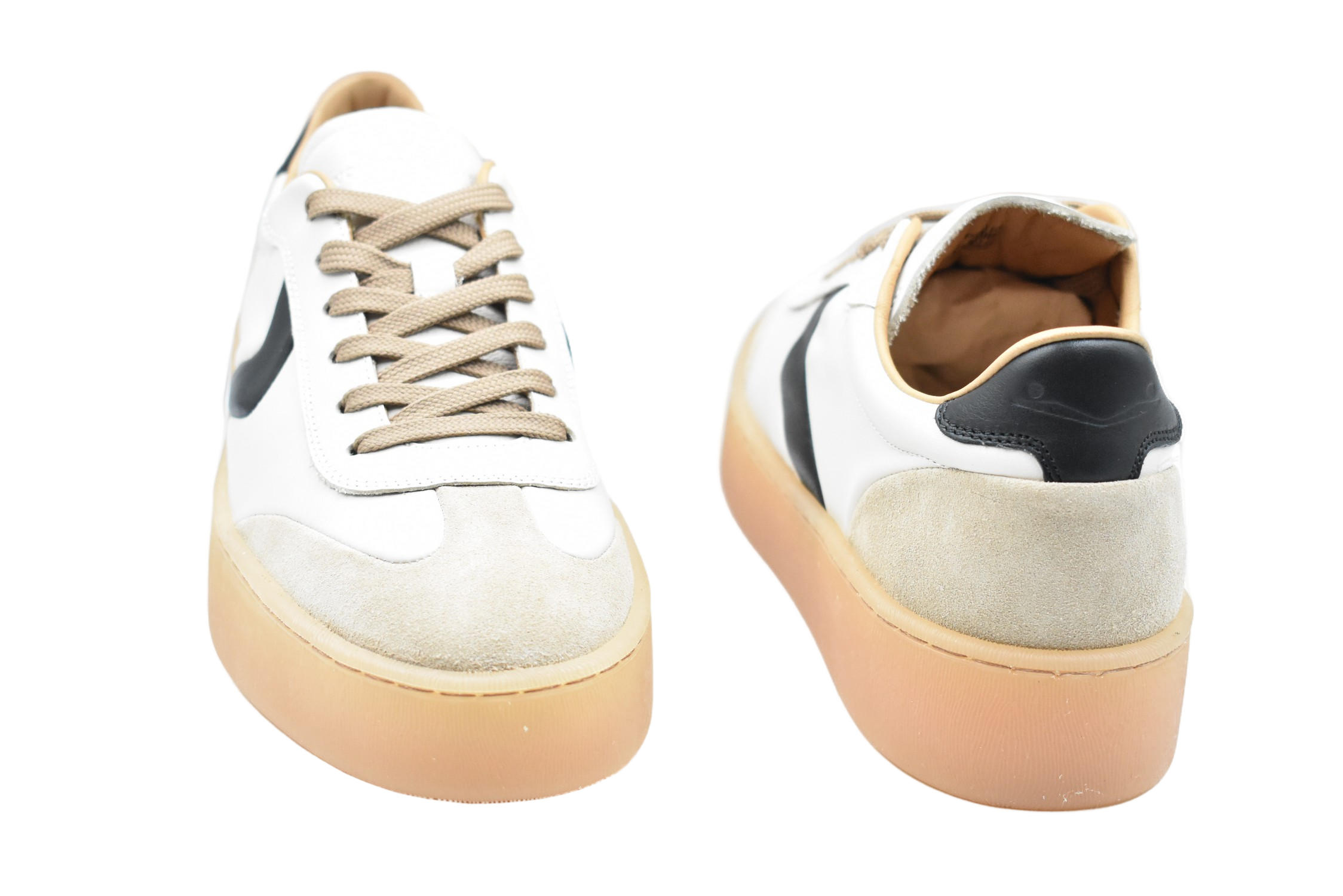 Milk-Beige Suede And Leather Sneakers