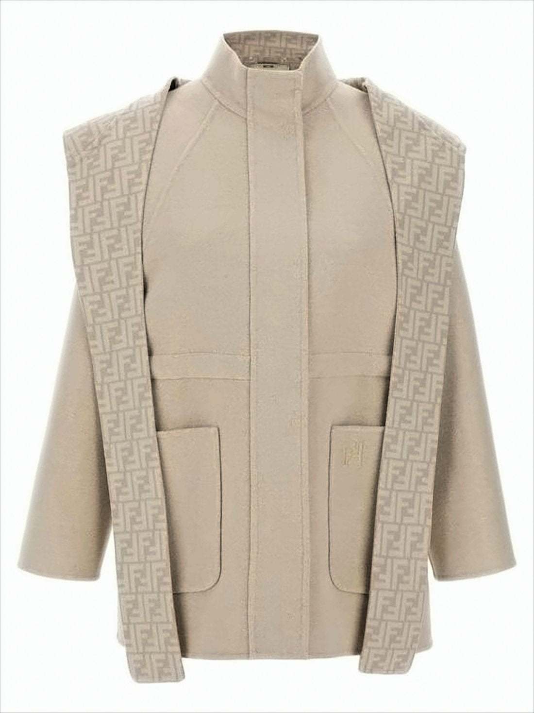 Structured Boxy Beige Wool Fendi Coat