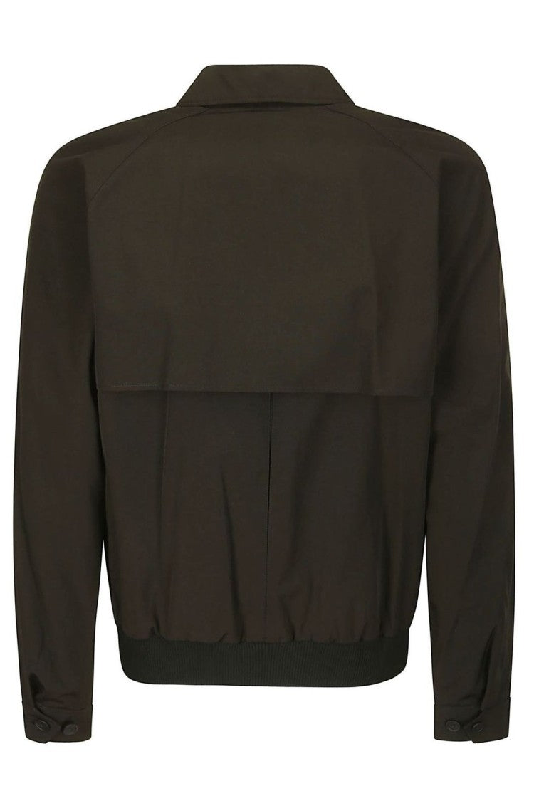 Classic Black Bomber Jacket With Embroidered Logo And Flap Pockets