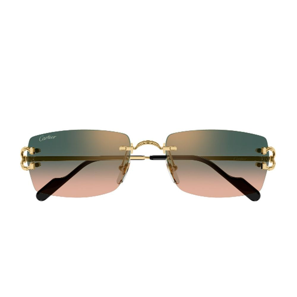 Rimless Rectangular Sunglasses With Gold-Tone Frame And Gradient Lenses