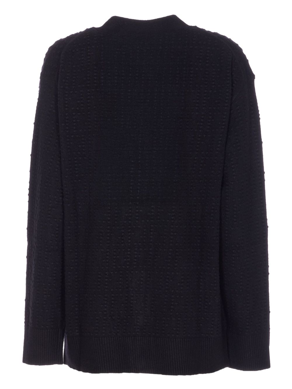 Textured Knit Sweater With Deep V-Neckline