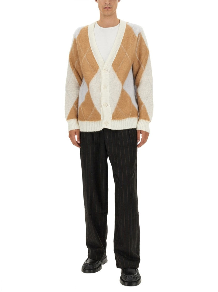 V-Neck Cardigan With Argyle Pattern