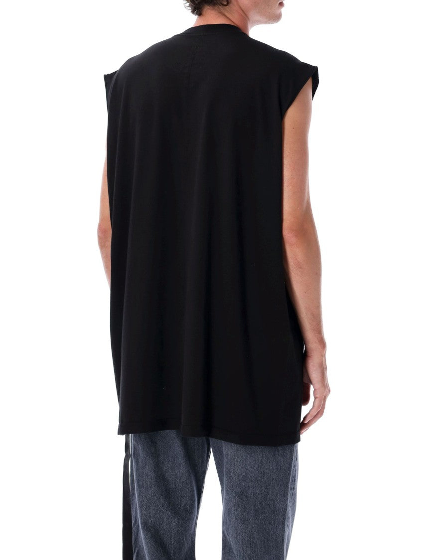 Sleeveless Cotton Top With Long Silhouette And Dropped Armholes