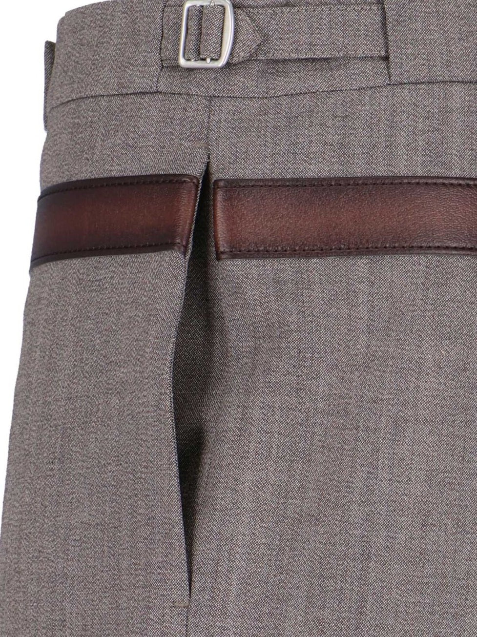 Pants With Trompe-L'œil Belt – Brown
