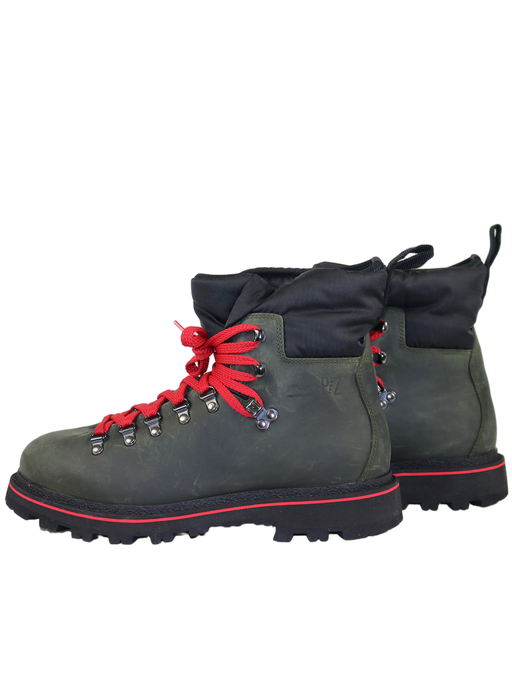 Dark Olive Green Groste Leather Ski Snow Boots
