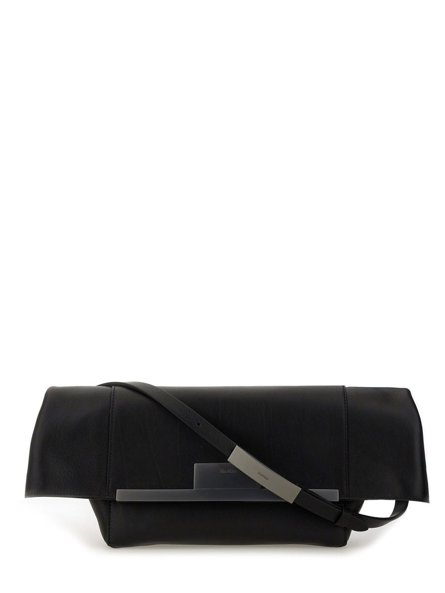 Medium Brown Calf Leather Clutch with Flap Closure