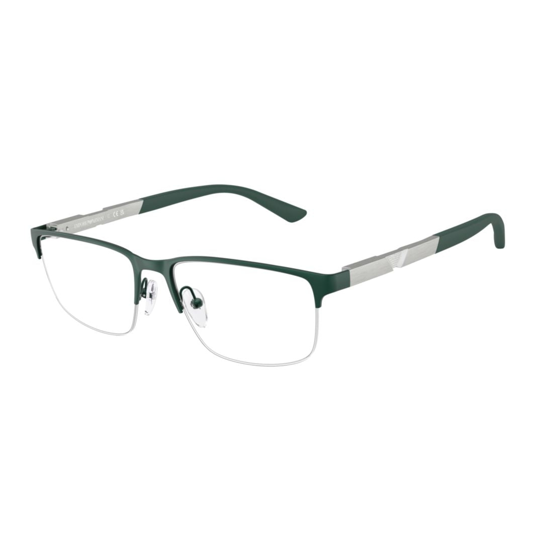 1164 Vista Rectangular Dark Green and Silver Metal Eyeglasses