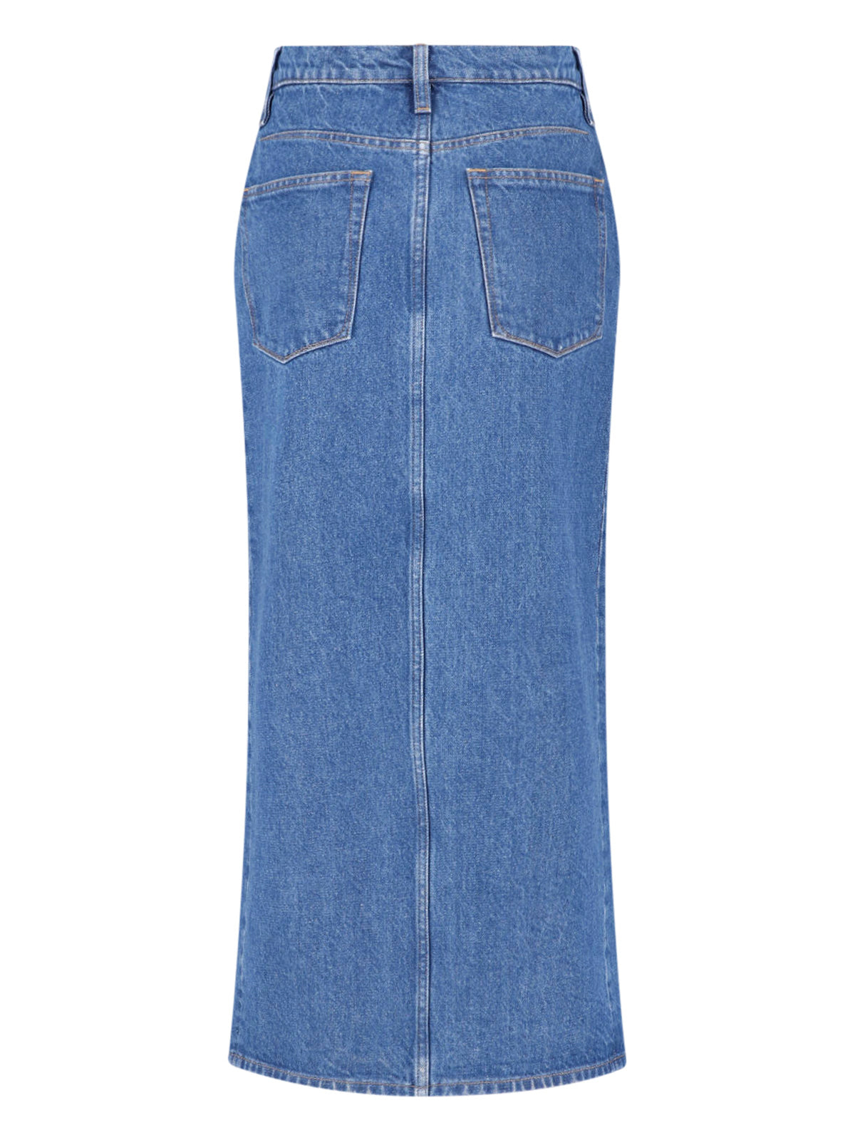 Blue Midi Front Slit Denim Skirt