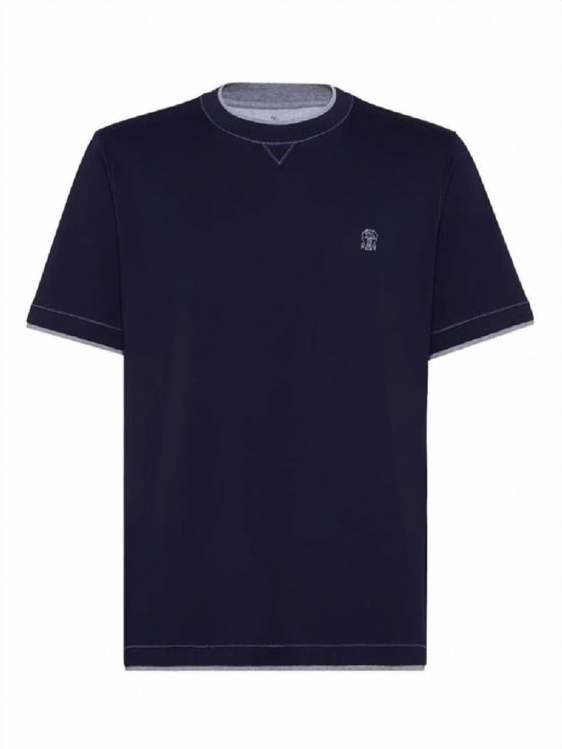 Classic Crew Neck Short-Sleeve T-Shirt with V-Stitch Detail