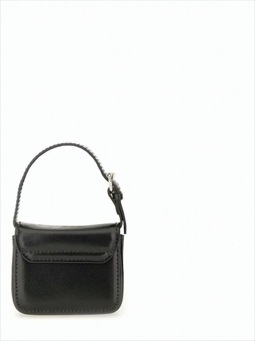 Structured Leather Shoulder Bag with Metallic Emblem