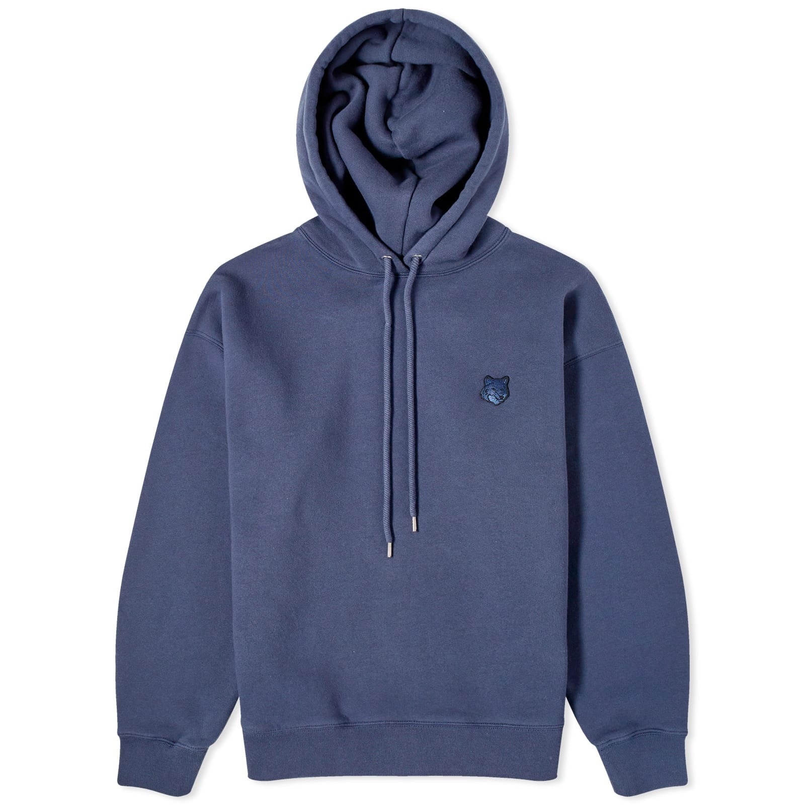 Deep Blue Hooded Sweatshirt With Embroidered Logo