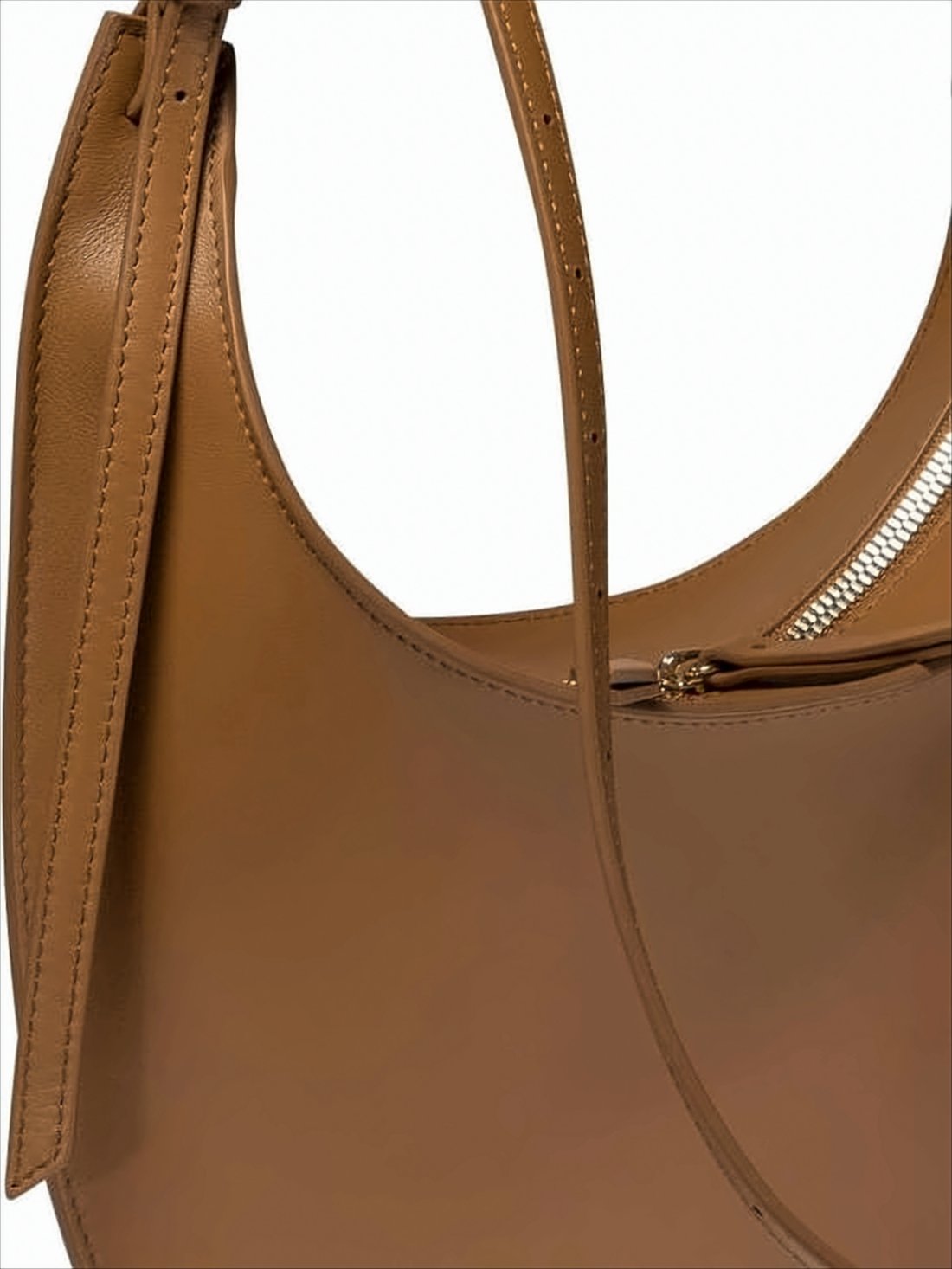 Crescent-Shaped Cow Leather Shoulder Bag
