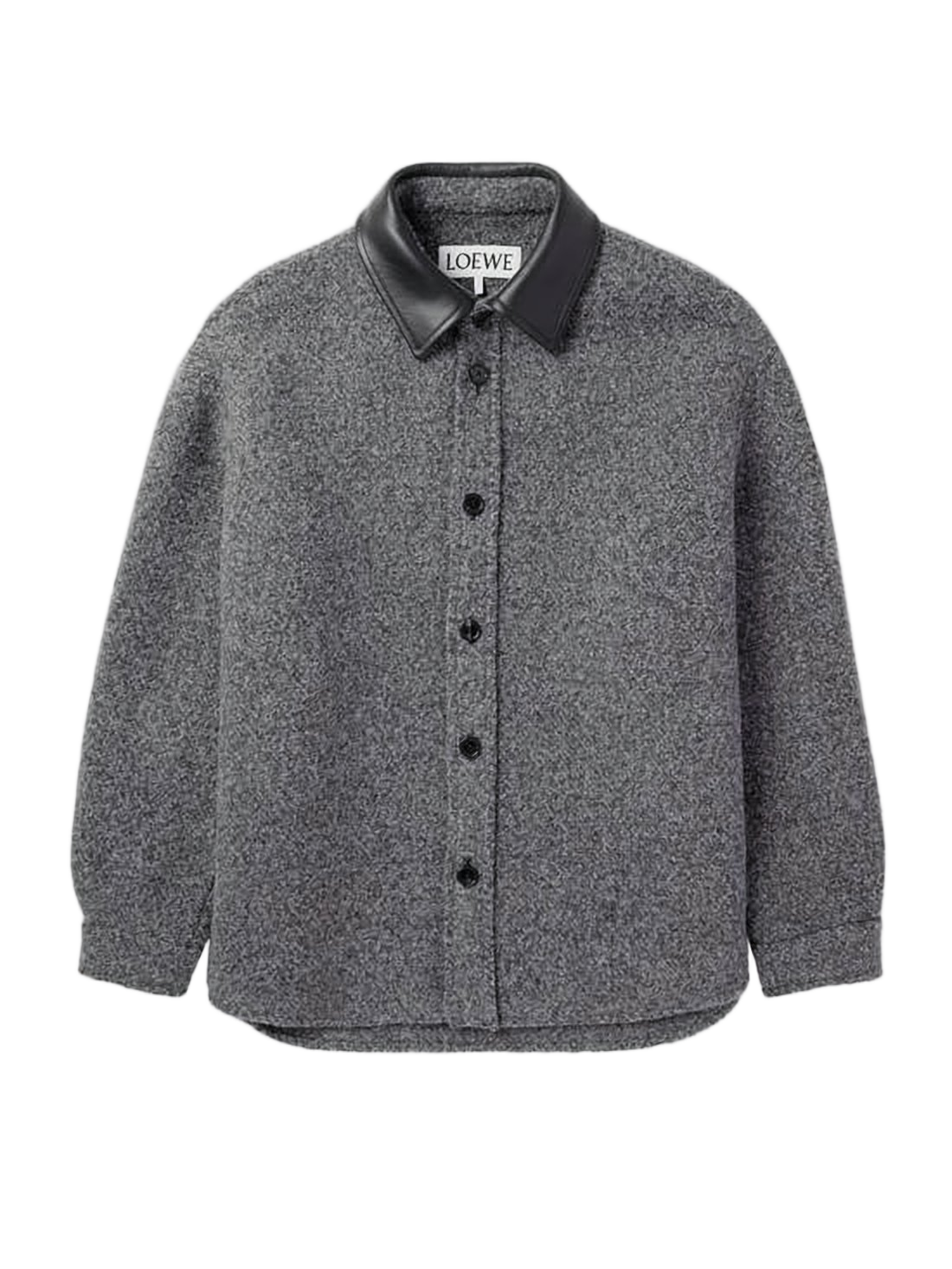 Textured Wool-Blend Jacket with Leather Collar