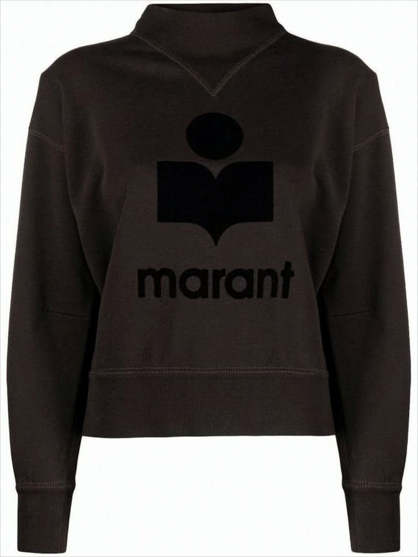 Long-Sleeve Top with High Neckline and Bold Logo