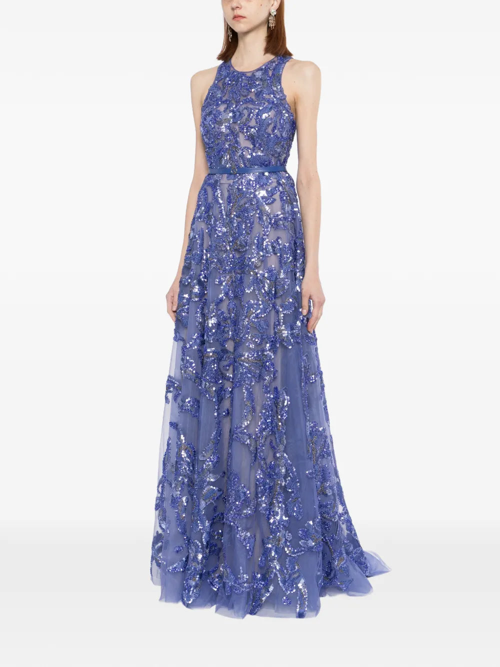 Embroidered Tulle Long Dress