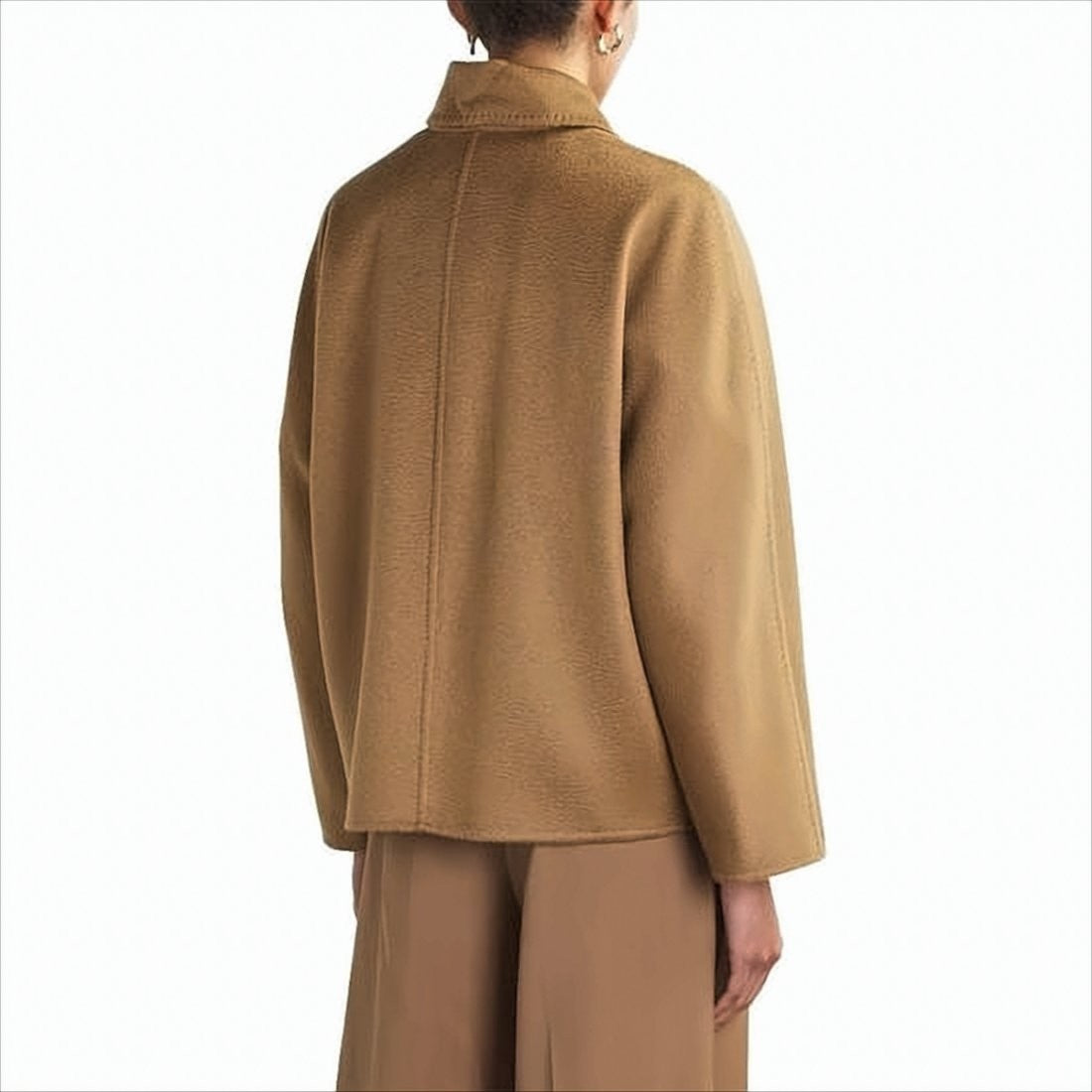 Boxy Silhouette Cashmere Jacket with Concealed Placket