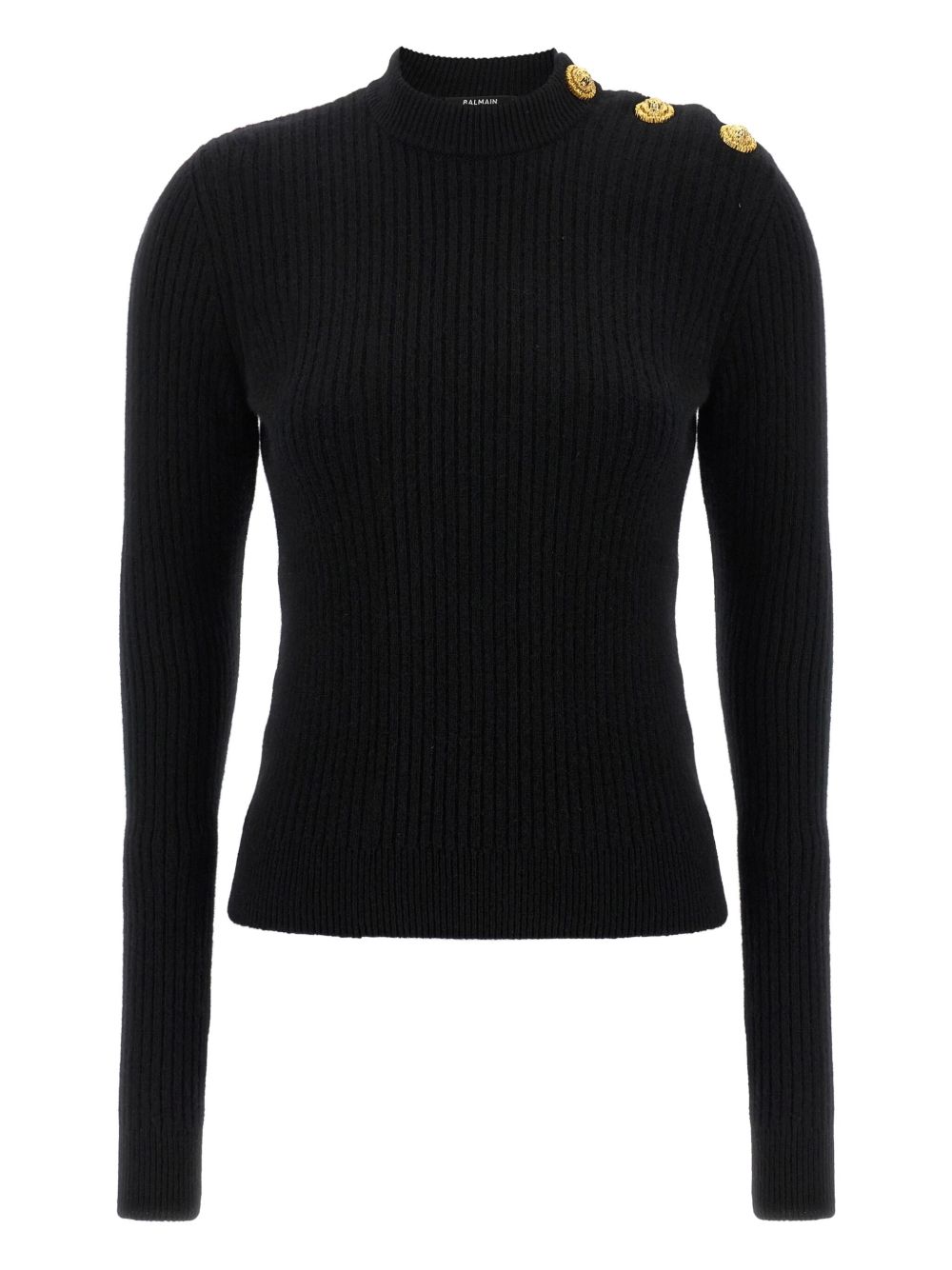Ribbed-Knit Sweater with Lion-Head Button Detailing