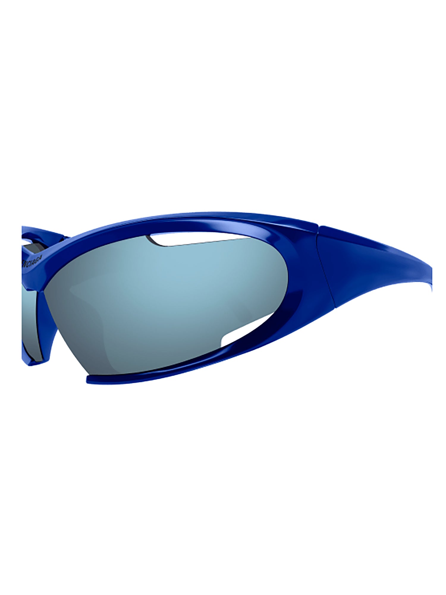 Aerodynamic Blue Frame Sunglasses with Tinted Lenses