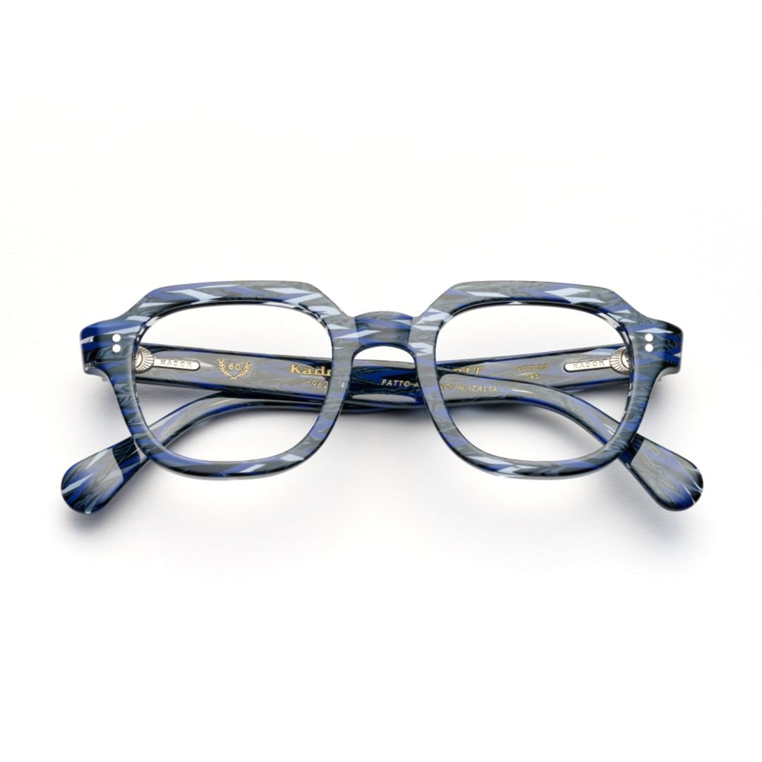 Orbit Special-V Geometric Frame Sunglasses with Marbled Blue Design