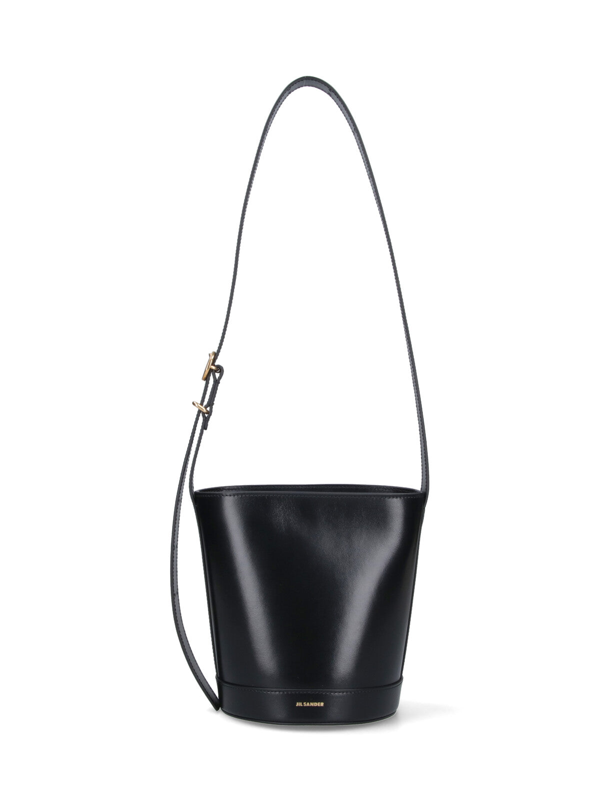 Sleek Black Calf Leather Bucket Bag