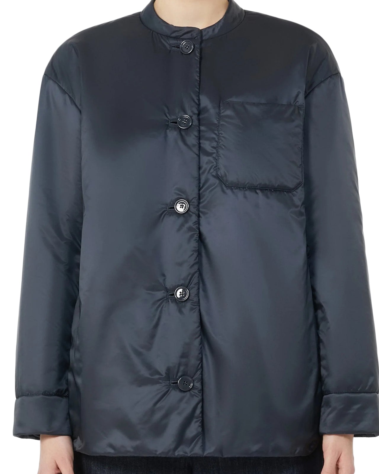 Smooth Matte Finish Short Padded Jacket with Chest Pocket
