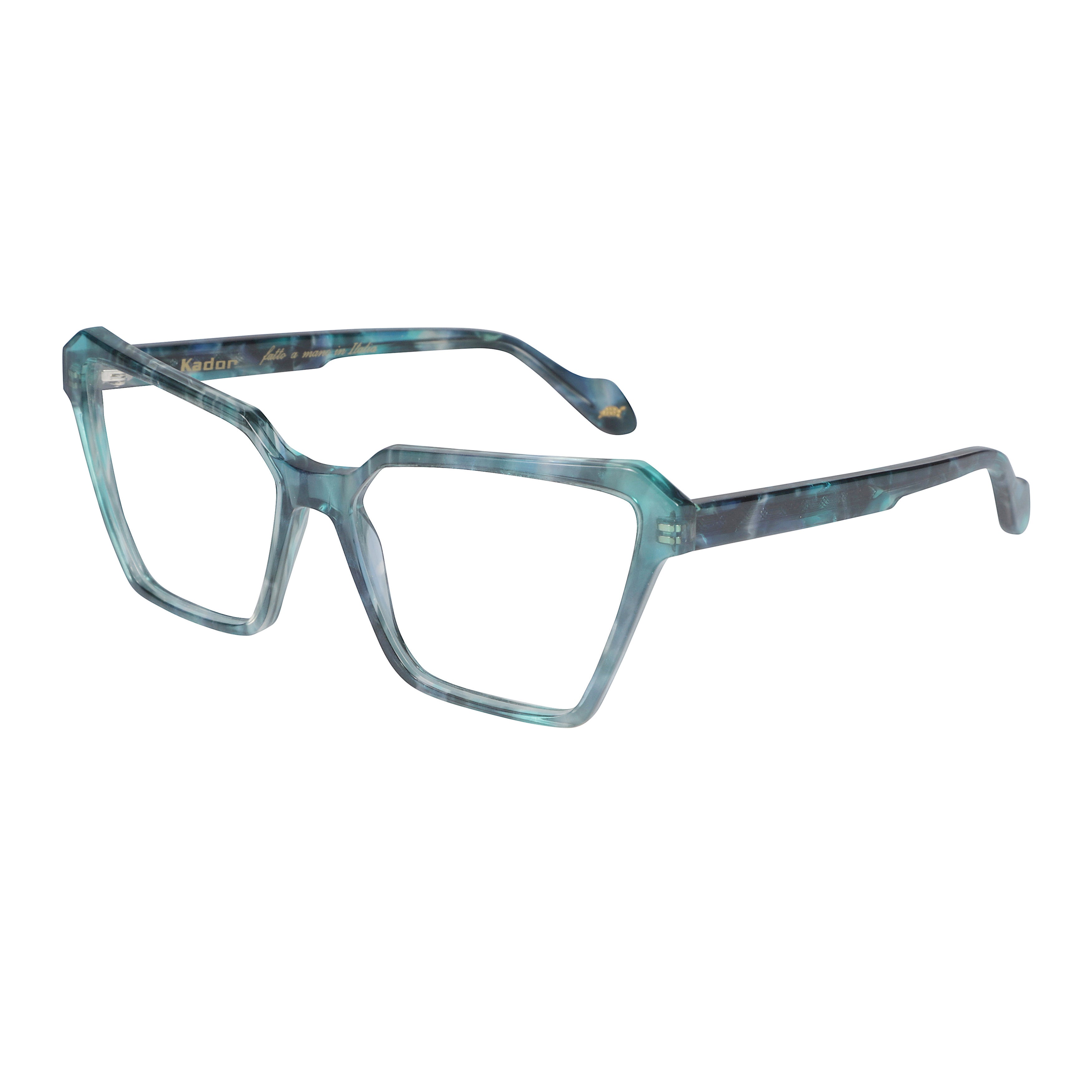 Vanessa Light Oversized Square Frame Eyeglasses with Marbled Teal
