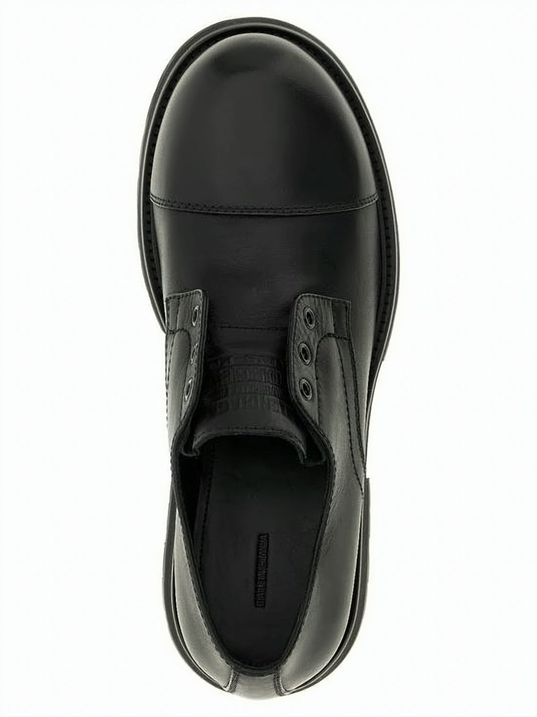Smooth Black Leather Derby Shoe with Rounded Toe
