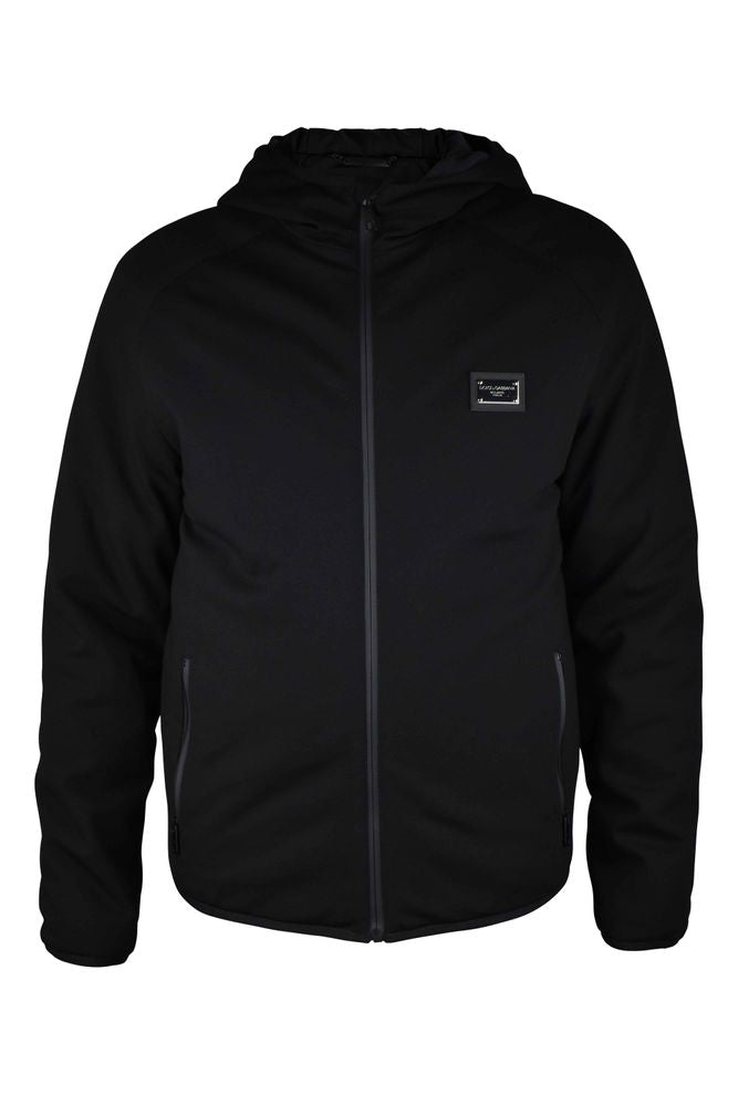 Hooded Black Vest In Stretch Technical Jersey