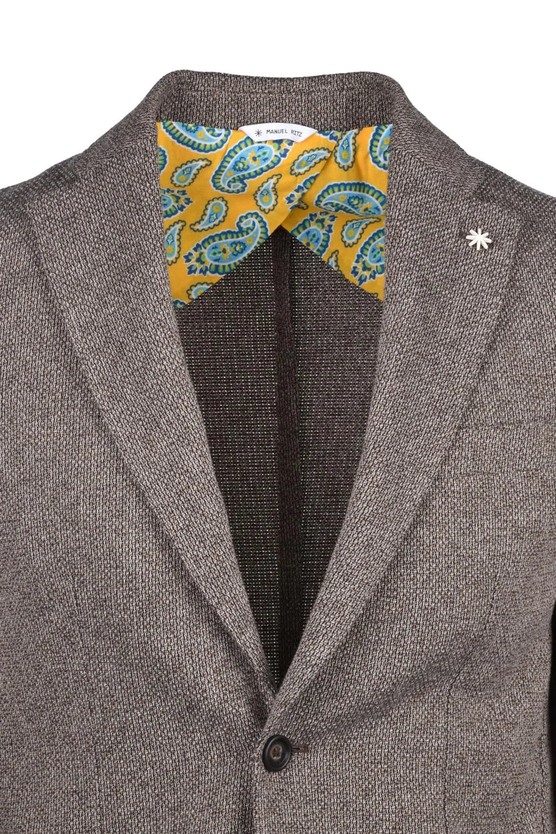 Cotton Blend Blazer - Brown