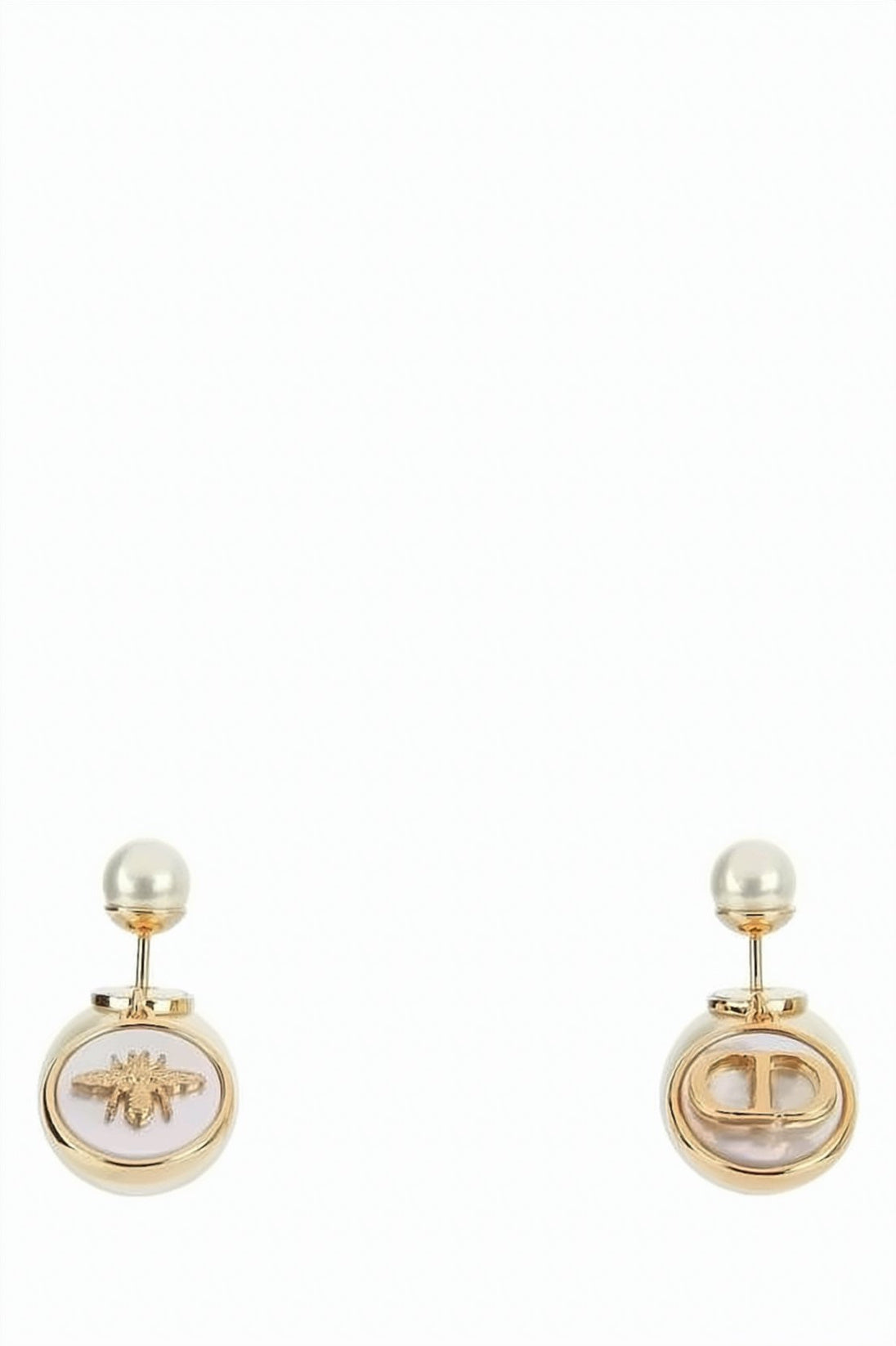 Oval Pendant Earrings with Gold-tone Frame