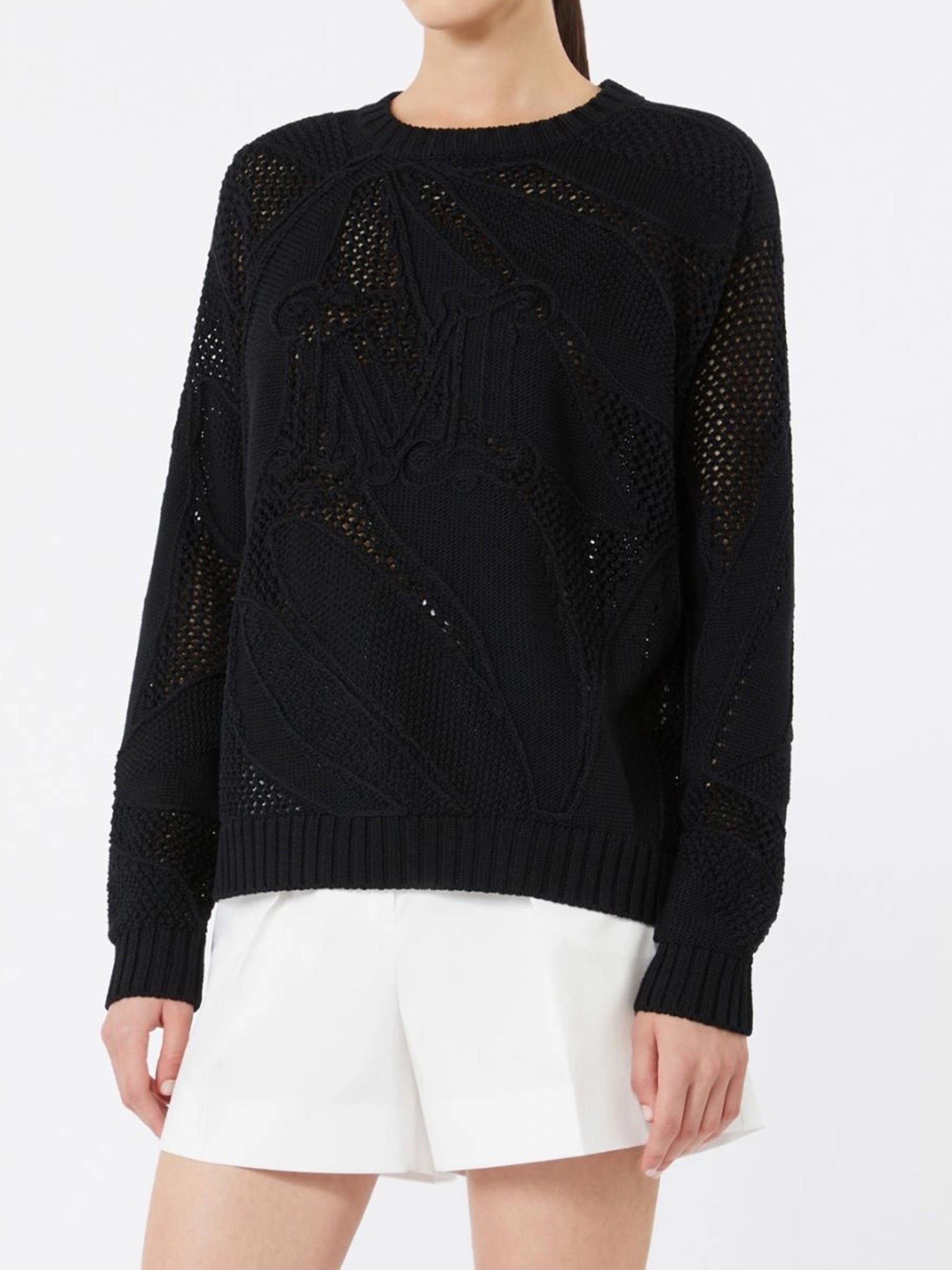 Black Mxmsalvo Textured Black Knit Sweater