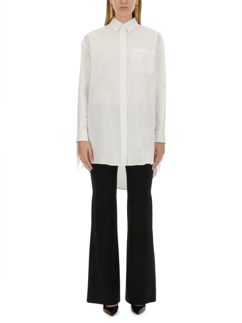 Fringe-Detail Poplin Shirt With Classic Collar