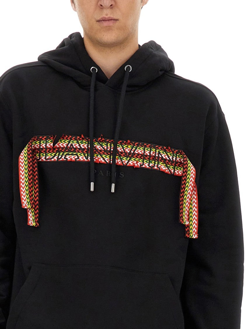 Black Cotton Sweatshirt With Iconic Logo Design