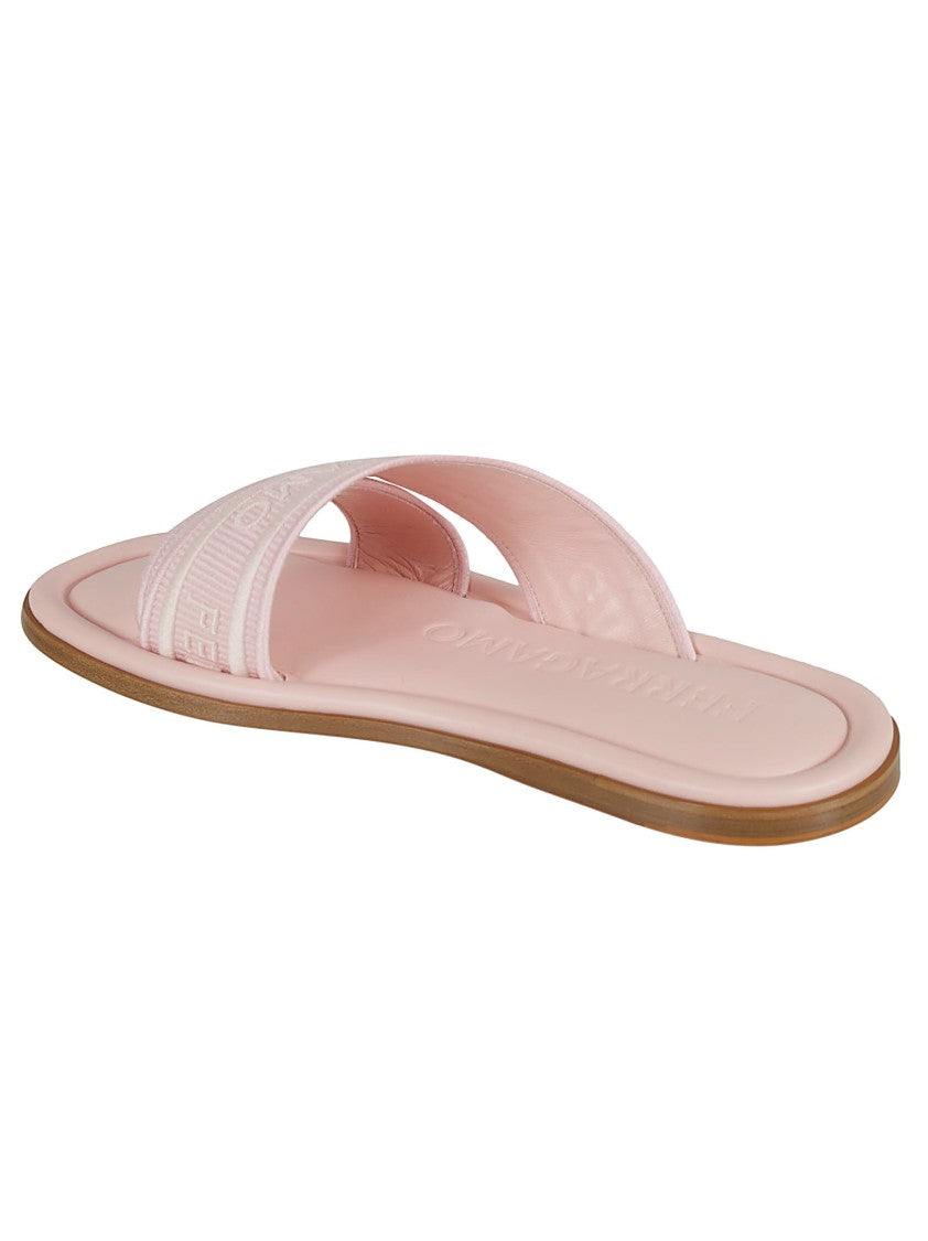 Wide Crisscross Strap Pink Sandals
