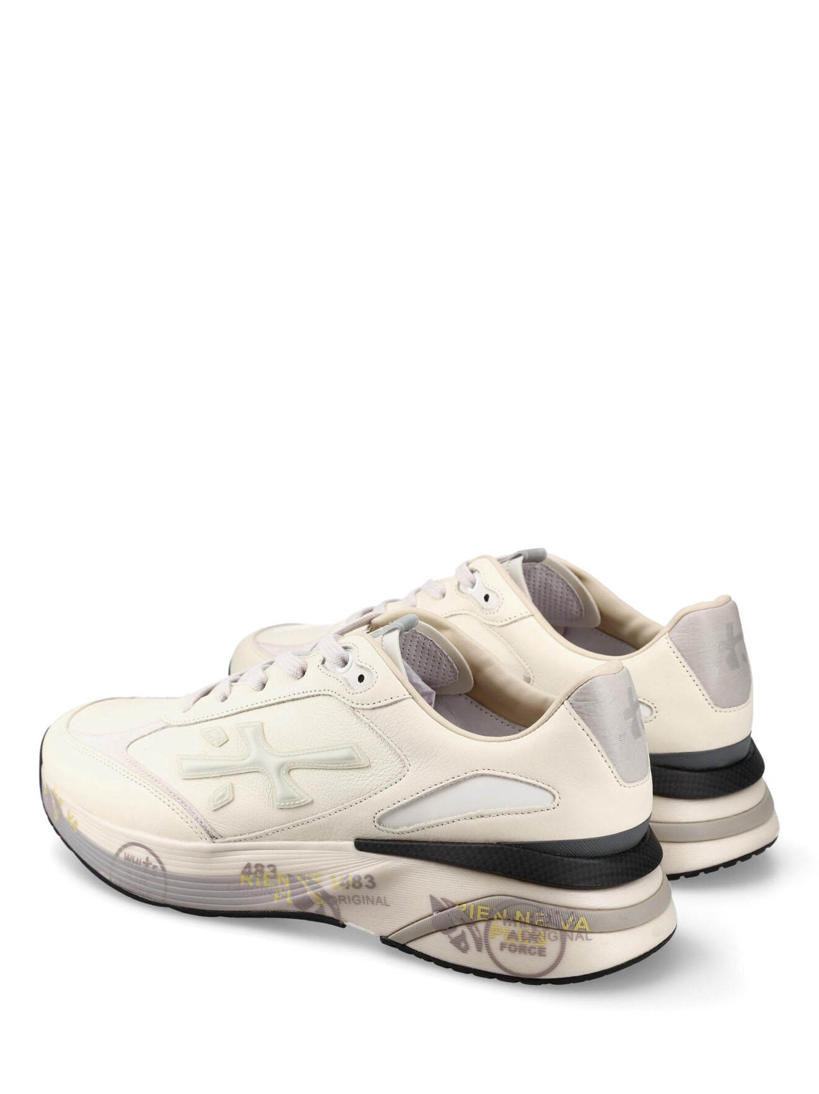 Low-Top White Sneakers With Leather