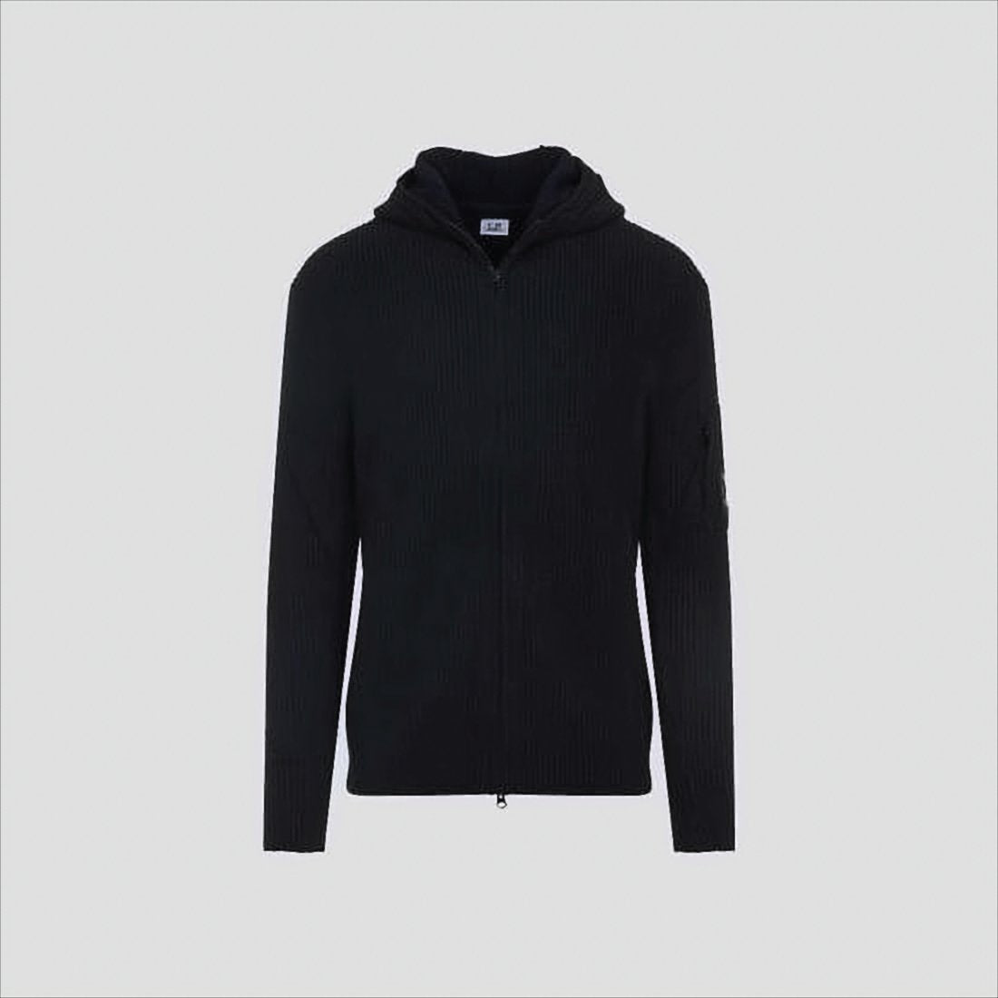 Ribbed Knit Zip-Up Sweater with Hood