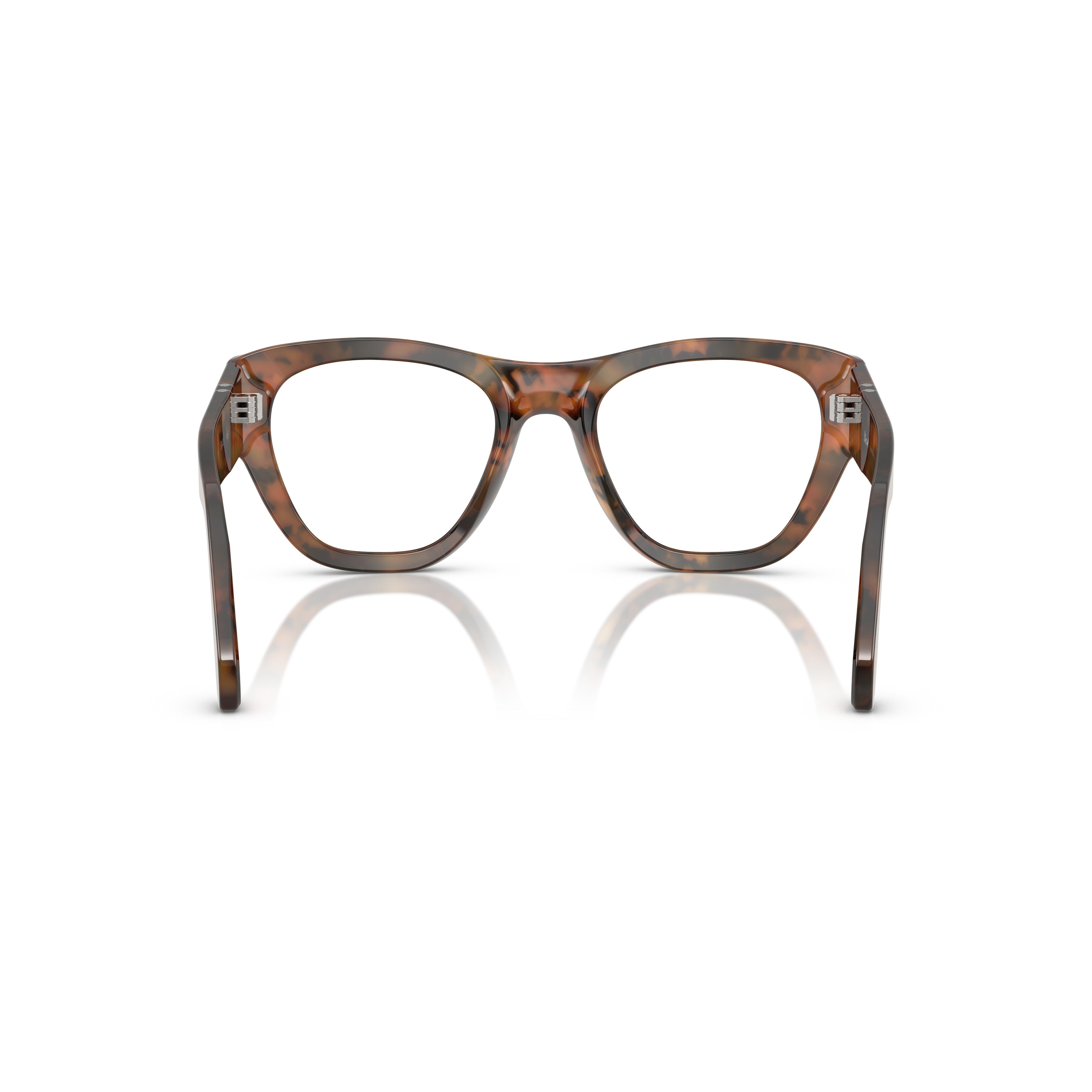 0po0054v Oversized Tortoiseshell Square Frame Eyeglasses with Silver Detail