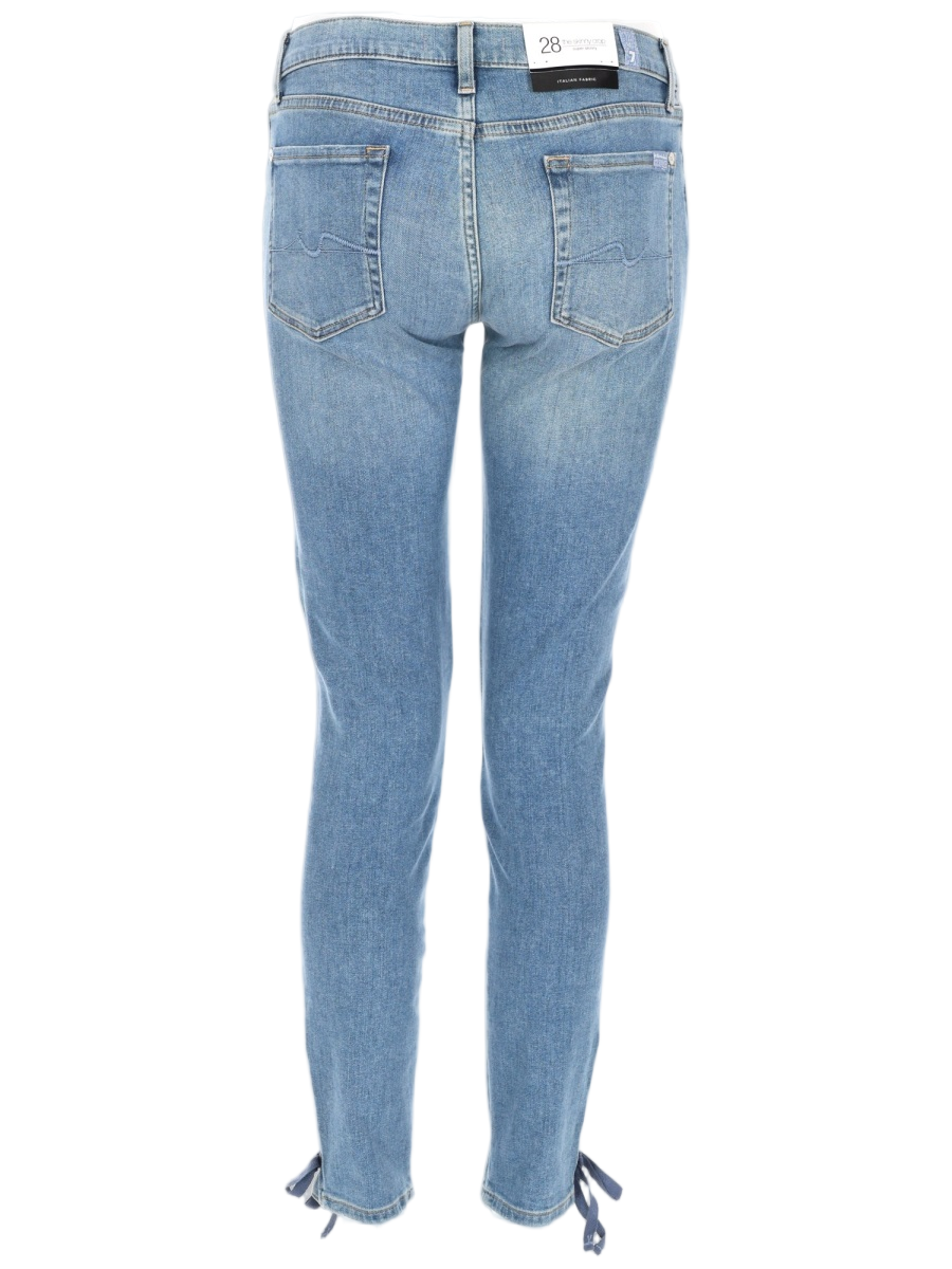 Slim Fit Light Blue Jeans with Unique Tied Bow Hem