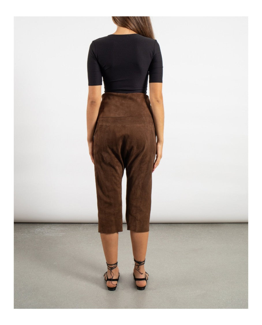 Cropped Suede Droped Shorts