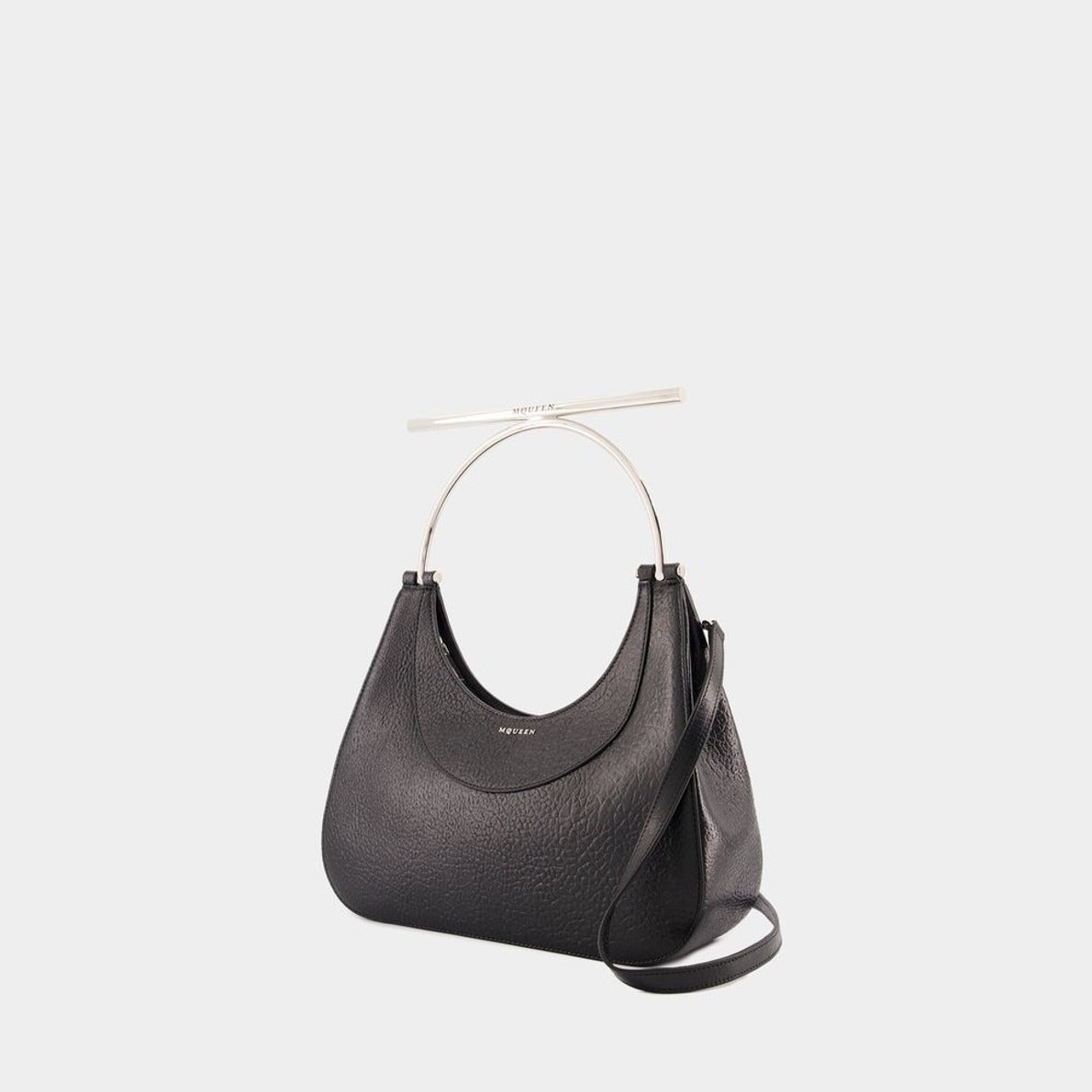 Cross Bar Purse - Leather - Black/Silver