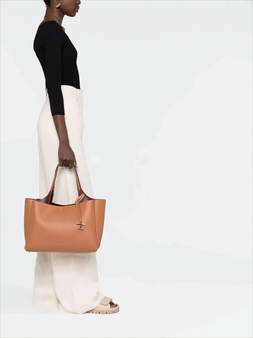 Textured Leather Shoulder Bag with Embossed Logo