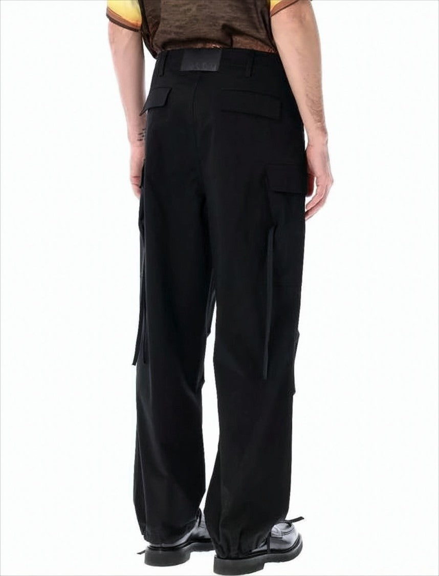 Utilitarian Straight Fit Pants with Flap Pockets