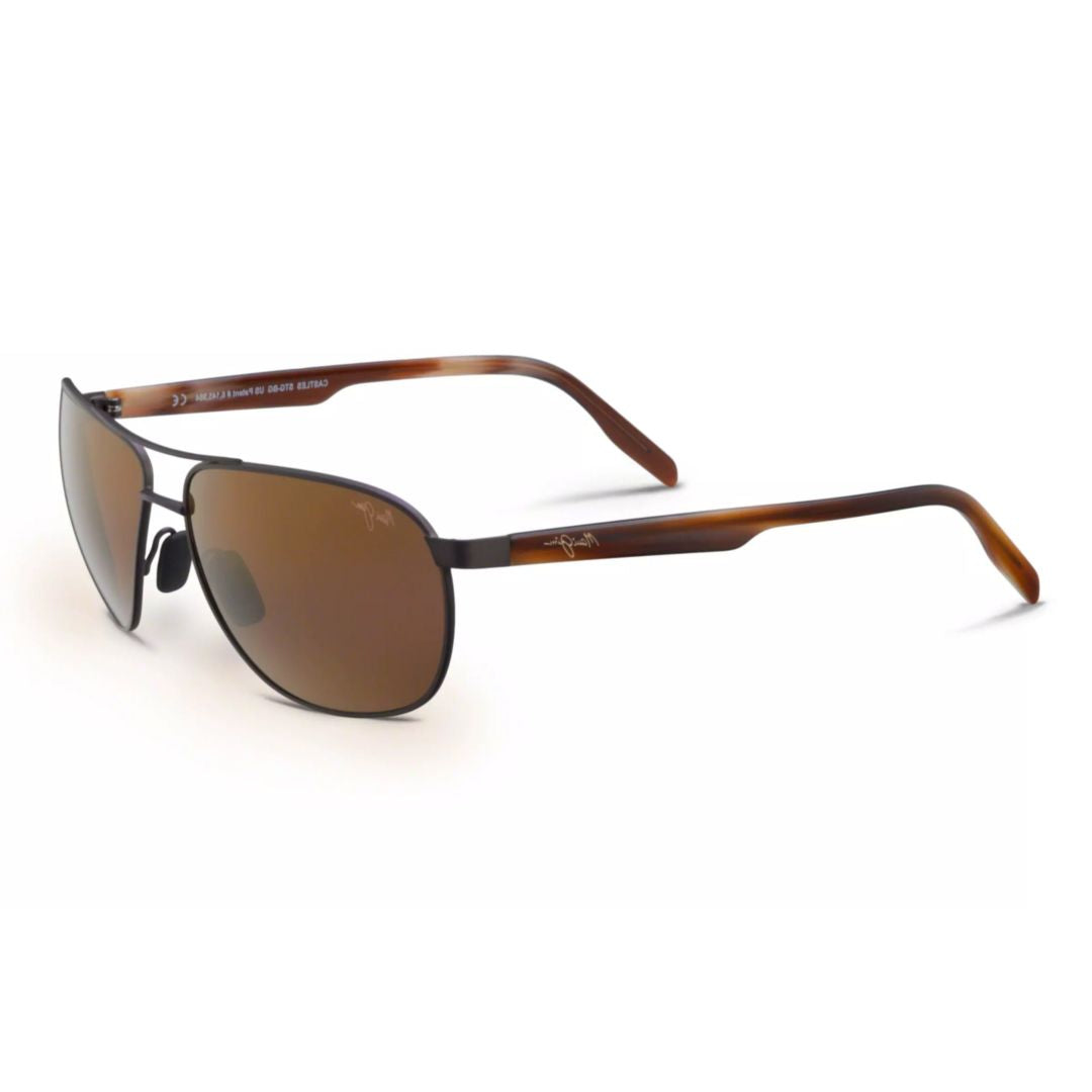 Castles Double Bridge Metal Sunglasses with Tortoiseshell Temples